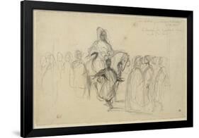 Arabe sur son cheval, entouré personnages; étude pour "Le Sultan de Maroc" (1845, Toulouse)-Eugene Delacroix-Framed Giclee Print