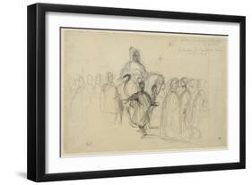 Arabe sur son cheval, entouré personnages; étude pour "Le Sultan de Maroc" (1845, Toulouse)-Eugene Delacroix-Framed Giclee Print