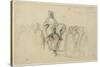 Arabe sur son cheval, entouré personnages; étude pour "Le Sultan de Maroc" (1845, Toulouse)-Eugene Delacroix-Stretched Canvas