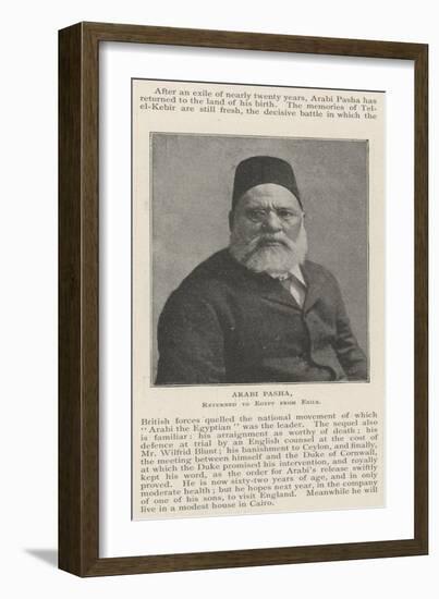 Arabi Pasha, Returned to Egypt from Exile-null-Framed Giclee Print