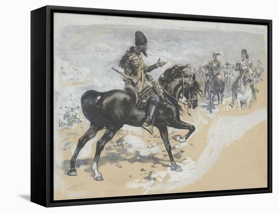 Arabian Chief and Cavalrymen-Frederic Remington-Framed Stretched Canvas
