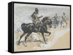 Arabian Chief and Cavalrymen-Frederic Remington-Framed Stretched Canvas