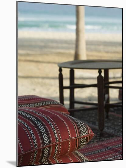 Arabian Cushions on the Beach, Dubai, United Arab Emirates, Middle East-Amanda Hall-Mounted Photographic Print