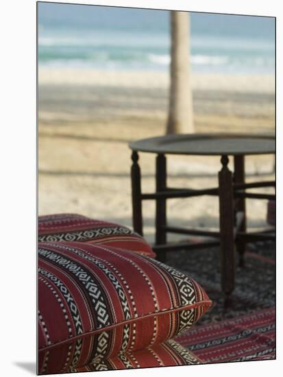 Arabian Cushions on the Beach, Dubai, United Arab Emirates, Middle East-Amanda Hall-Mounted Photographic Print