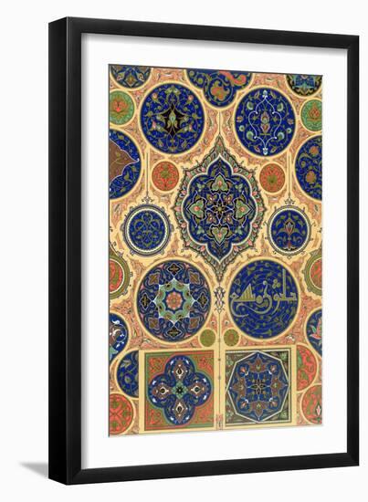 Arabian Decoration, Plate XXVII from 'Polychrome Ornament', engraved by F. Durin, 1869-Albert Charles August Racinet-Framed Giclee Print