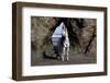 Arabian Horse and Lady Rider (Elicia) by Rock Archway at Edge of Surf, Northern California-Lynn M^ Stone-Framed Photographic Print