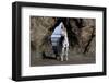 Arabian Horse and Lady Rider (Elicia) by Rock Archway at Edge of Surf, Northern California-Lynn M^ Stone-Framed Photographic Print