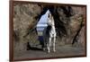 Arabian Horse and Lady Rider (Elicia) by Rock Archway at Edge of Surf, Northern California-Lynn M^ Stone-Framed Photographic Print