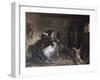 Arabian Horses Fighting in a Stable-Eugene Delacroix-Framed Giclee Print