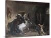 Arabian Horses Fighting in a Stable-Eugene Delacroix-Stretched Canvas