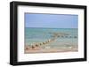 Arabian Peninsula, Persian Gulf, State of Qatar, Doha. Orange buoys in bay.-Emily Wilson-Framed Photographic Print