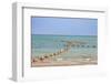 Arabian Peninsula, Persian Gulf, State of Qatar, Doha. Orange buoys in bay.-Emily Wilson-Framed Photographic Print