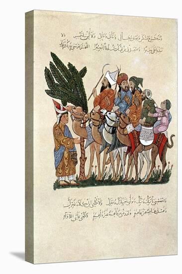 Arabian Travellers on Camels, Being Greeted at the End of their Journey-null-Stretched Canvas