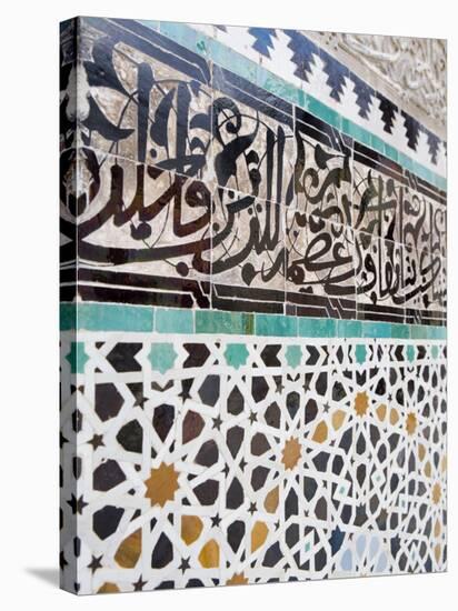 Arabic Calligraphy and Zellij Tilework, Bou Inania Medersa, Medina, Fez, Morocco-Martin Child-Stretched Canvas