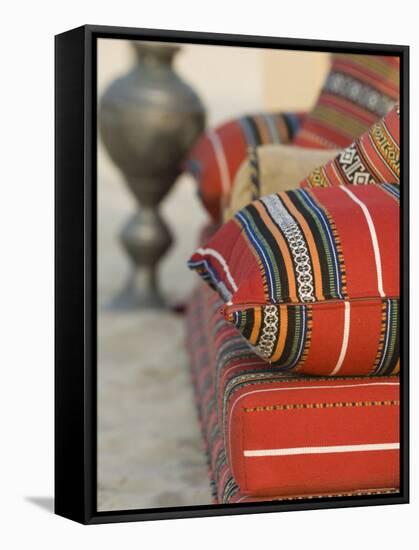 Arabic Cushions, Dubai, United Arab Emirates, Middle East-Amanda Hall-Framed Stretched Canvas