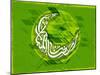 Arabic Islamic Calligraphy of Text Ramadan Kareem or Ramazan Kareem on Grungy Green Background.-aispl-Mounted Photographic Print