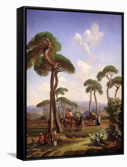 Arabs and Camels in Wooded Landscape-Prosper Georges Antoine Marilhat-Framed Stretched Canvas