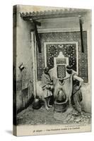 Arabs at a Water Fountain in Algiers, Algeria-null-Stretched Canvas