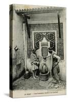 Arabs at a Water Fountain in Algiers, Algeria-null-Stretched Canvas