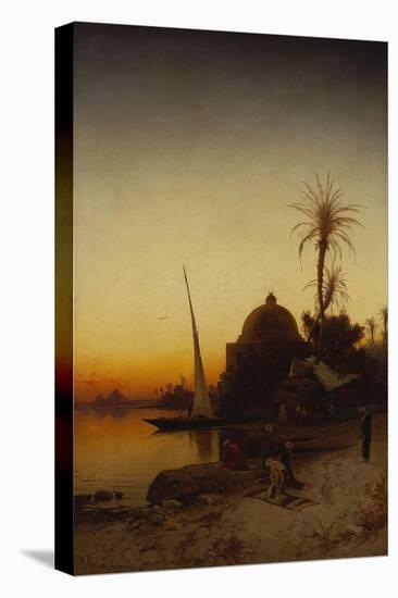 Arabs at Prayer by the Nile-Hermann Corrodi-Stretched Canvas