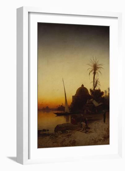 Arabs at Prayer by the Nile-Hermann Corrodi-Framed Giclee Print