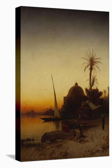 Arabs at Prayer by the Nile-Hermann Corrodi-Stretched Canvas