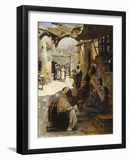 Arabs Conversing in a Village Street-Rudolf Swoboda-Framed Giclee Print