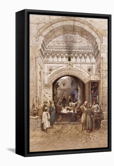 Arabs in an Alley, Cairo-Carl Friedrich Heinrich Werner-Framed Stretched Canvas