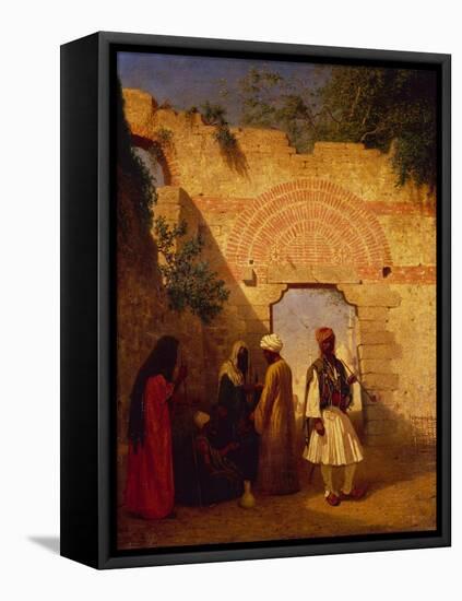 Arabs in front of a Gate, Damascus, Syria-Charles Theodore Frere-Framed Stretched Canvas