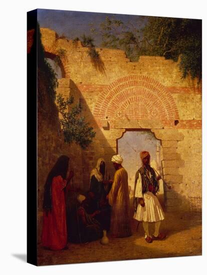 Arabs in front of a Gate, Damascus, Syria-Charles Theodore Frere-Stretched Canvas