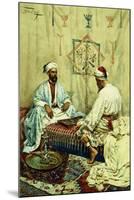 Arabs Playing Backgammon in an Interior-Giulio Rosati-Mounted Giclee Print