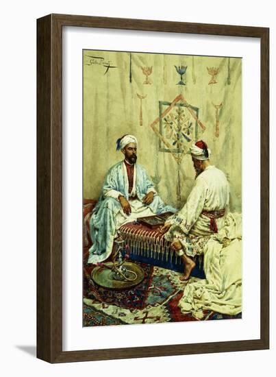 Arabs Playing Backgammon in an Interior-Giulio Rosati-Framed Giclee Print