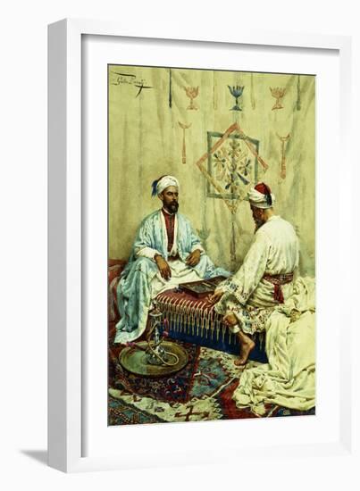 Arabs Playing Backgammon in an Interior-Giulio Rosati-Framed Giclee Print