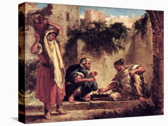 Arabs Playing Chess, 1847-49-Eugene Delacroix-Stretched Canvas