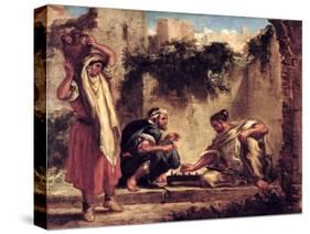 Arabs Playing Chess, 1847-49-Eugene Delacroix-Stretched Canvas