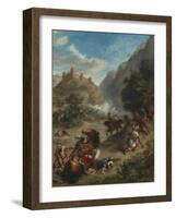 Arabs Skirmishing in the Mountains, 1863-Eugene Delacroix-Framed Giclee Print