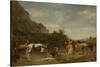 Arabs Watering their Horses, 1872 (Oil on Panel)-Eugene Fromentin-Stretched Canvas