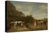 Arabs Watering their Horses, 1872 (Oil on Panel)-Eugene Fromentin-Stretched Canvas