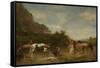 Arabs Watering their Horses, 1872 (Oil on Panel)-Eugene Fromentin-Framed Stretched Canvas