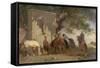 Arabs Watering their Horses-Eugene Fromentin-Framed Stretched Canvas