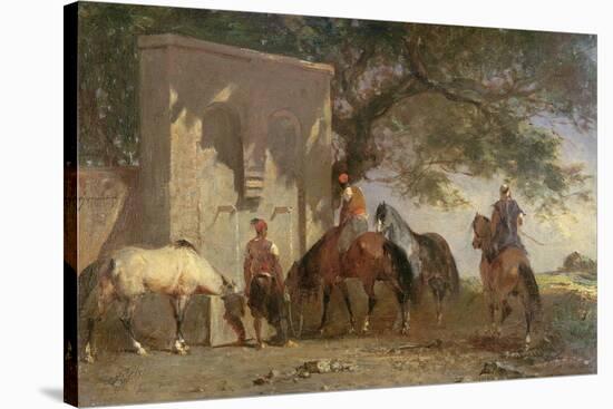 Arabs Watering their Horses-Eugene Fromentin-Stretched Canvas