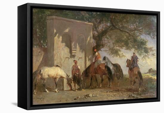 Arabs Watering their Horses-Eugene Fromentin-Framed Stretched Canvas