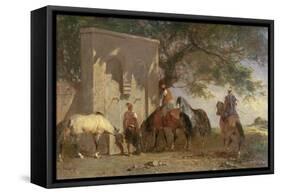 Arabs Watering their Horses-Eugene Fromentin-Framed Stretched Canvas