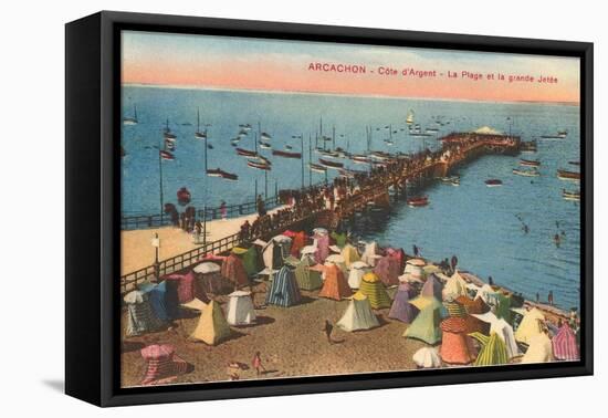 Aracachon, Pier and Beach, France-null-Framed Stretched Canvas