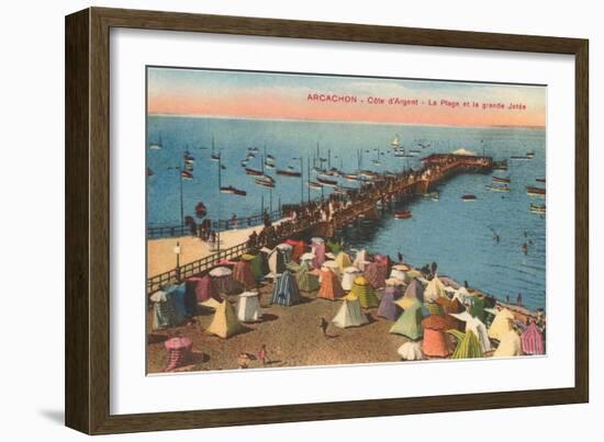 Aracachon, Pier and Beach, France-null-Framed Art Print