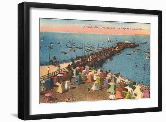 Aracachon, Pier and Beach, France-null-Framed Art Print