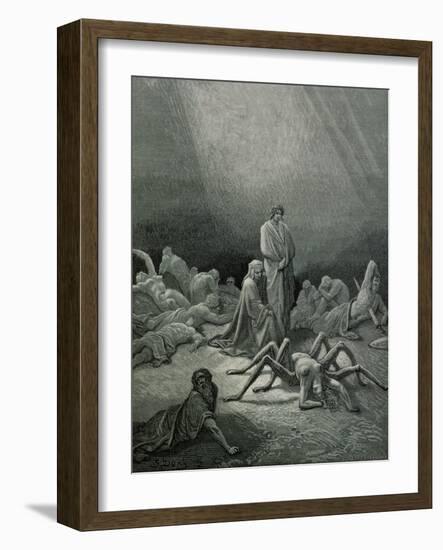 Arachne, from the 12th Canto of Dante's "Purgatory"-Gustave Doré-Framed Giclee Print