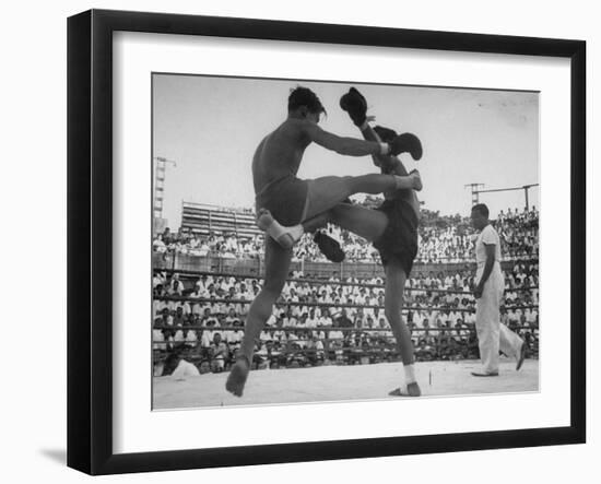 Arann Reongchai and Prasong Chaimeeboon Beginning a Match of a Muay Thai Boxinig-Jack Birns-Framed Photographic Print