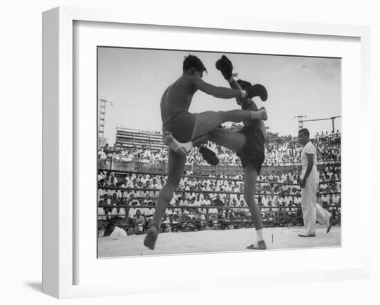 Arann Reongchai and Prasong Chaimeeboon Beginning a Match of a Muay Thai Boxinig-Jack Birns-Framed Photographic Print