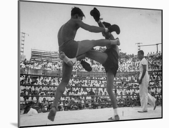 Arann Reongchai and Prasong Chaimeeboon Beginning a Match of a Muay Thai Boxinig-Jack Birns-Mounted Photographic Print